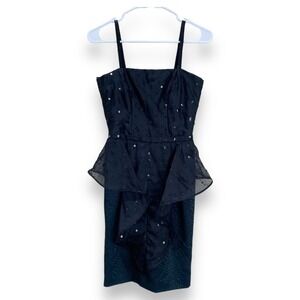 Vintage 1980s Dress Andre Laug Roma Italy Haute Couture Size 2 Black Ruffle